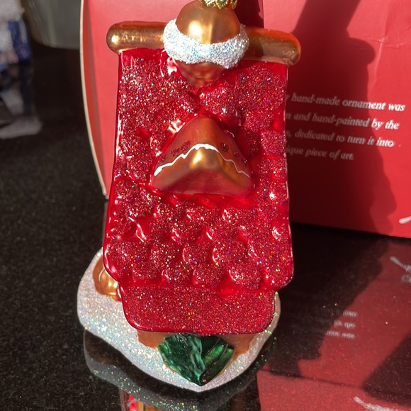 NWT GLASSWARE ART STUDIO Gingerbread house Glass Christmas Ornament - Picture 3 of 7